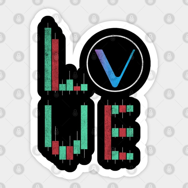 Vintage LOVE Stock Chart Vechain VET Coin Valentine Crypto Token Cryptocurrency Blockchain Wallet Birthday Gift For Men Women Kids Sticker by Thingking About